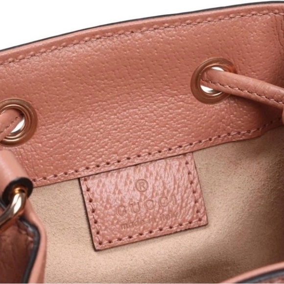 NEW Gucci Peach SALMON MINI Monogram Bucket CROSSBODY Bag - Picture 4 of 8